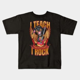 Funny cute Teacher rocks Doxie rocks  weiner dog Rock in school Kids T-Shirt